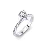 Gabriano Oriana 3 tırnaklı tektaş yüzük; GIA-HRD sertifikalı damla pırlanta ve beyaz altın montürün üstten görünüşü